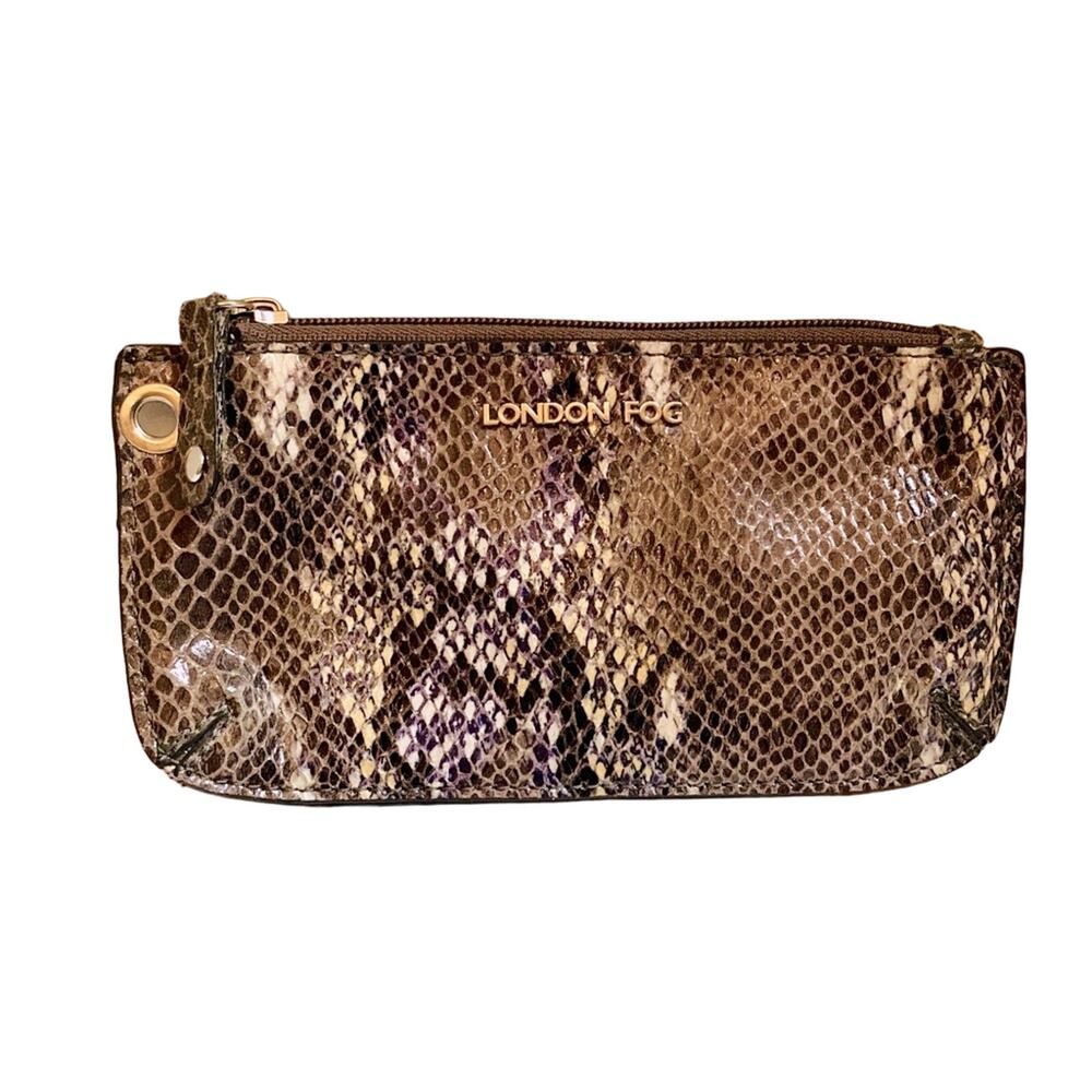 LONDON FOG Faux Snakeskin Makeup Pouch